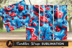Abstract Blue Red Liquid Tumbler Png Design Product Image 1