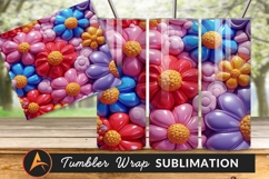 Colorful 3D Flowers Tumbler Png Floral Design Product Image 1