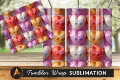 Heart Grid Pattern In Pink And Gold Tumbler Product Image 1