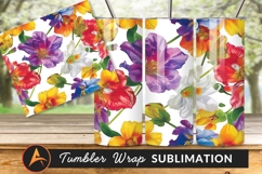 Colorful Floral Pattern Tumbler Png Background Product Image 1