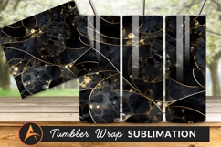 Black Marble Texture With Gold Lines Pattern Tumbler Product Image 1
