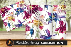Columbine Flower Seamless Pattern Watercolor Illustration Product Image 1