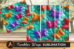 Glossy Butterflies Seamless Pattern For Tumbler Png Product Image 1