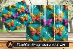 Colorful Butterfly Pattern Tumbler Png Background Product Image 1