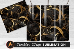 Gold Floral Design On Dark Marble Texture Tumbler Product Image 1