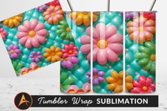 Colorful Shiny Flowers Tumbler Png Background Product Image 1