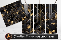 Black Marble Tumbler Png With Golden Accents Product Image 1