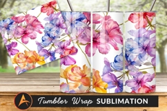 Watercolor Floral Pattern Tumbler Png Background Product Image 1