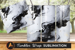 Abstract Marble Texture Black White And Gold Tumbler Product Image 1