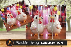 Cute Cartoon Chicken Pair Festive Background Tumbler Png Product Image 1
