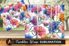 Floral Watercolor Seamless Pattern Tumbler Png Design Product Image 1