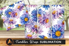 Blue And Purple Watercolor Floral Seamless Pattern Product Image 1
