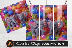 Elephant Figurines With Colorful Balloons Tumbler Png Product Image 1