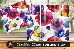 Colorful Anemone Flower Pattern Tumbler Png Design Product Image 1