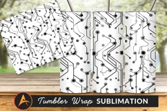 Black And White Circuit Board Pattern Seamless Tumbler Product Image 1