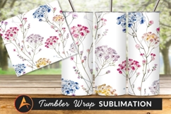 Watercolor Floral Pattern Tumbler Png Background Product Image 1