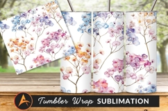 Watercolor Floral Pattern Soft Hues Tumbler Png Product Image 1