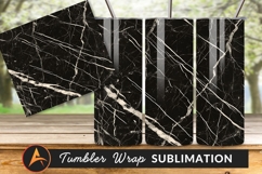 Black Marble Texture With White Veins Tumbler Png Product Image 1