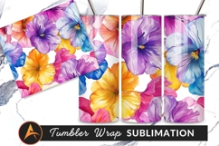 Watercolor Pansy Flowers Seamless Pattern Tumbler Png Product Image 1