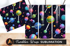 Cartoon Planets And Lollipops In Space Tumbler Png Product Image 1