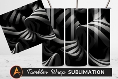 Abstract Black And White Ribbon Waves Tumbler Product Image 1