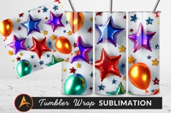Colorful Balloons And Stars Tumbler Png Product Image 1