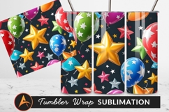 Colorful Balloons And Stars For Celebration Tumbler Png Product Image 1