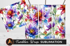 Watercolor Floral Pattern Tumbler Png Sublimation Design Product Image 1