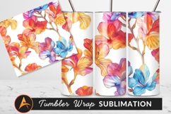 Vivid Watercolor Bauhinia Flowers Seamless Tumbler Png Product Image 1