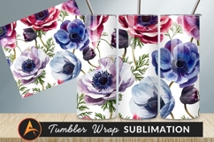 Watercolor Anemone Floral Pattern Tumbler Png Product Image 1