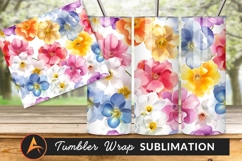 Watercolor Flower Pattern For Tumbler Png Project Product Image 1