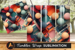 Abstract 3D Shapes With Spheres Tumbler Png Product Image 1