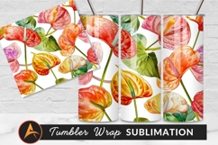 Watercolor Anthurium Flower Pattern For Tumbler Png Product Image 1