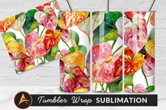 Watercolor Anthurium Flowers Seamless Pattern Tumbler Png Product Image 1