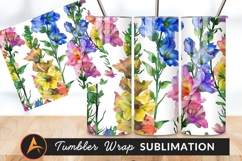 Watercolor Floral Pattern Tumbler Png Background Product Image 1