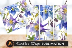 Columbine Flowers Seamless Pattern Tumbler Png Product Image 1