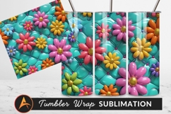 Colorful Flowers On Quilted Background Tumbler Png Product Image 1