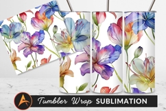 Watercolor Flower Pattern Floral Design Tumbler Png Product Image 1
