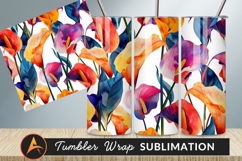 Colorful Watercolor Calla Lily Flower Pattern Tumbler Png Product Image 1