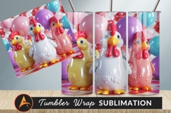Colorful Chicken Characters With Balloons Tumbler Png Product Image 1