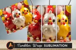 Cute Chicken Characters Tumbler Png Balloons Backdrop Product Image 1