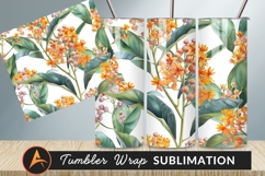 Orange Flower And Leaf Seamless Pattern Design Product Image 1