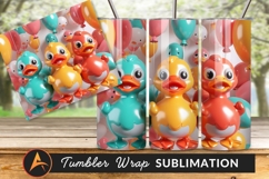 Cartoon Ducks And Balloons Tumbler Png Product Image 1