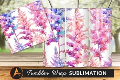 Watercolor Floral Pattern Tumbler Png Background Design Product Image 1