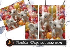 Playful Elephants With Balloons Tumbler Png Design Product Image 1