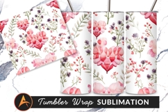 Watercolor Floral Hearts Seamless Pattern Tumbler Png Product Image 1