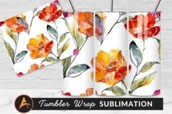 Watercolor Floral Pattern For Tumbler Png Design Product Image 1