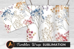 Watercolor Gypsophila Flower Seamless Pattern Tumbler Png Product Image 1