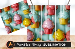 Colorful Cupcakes With Shiny Pastel Background Tumbler Png Product Image 1