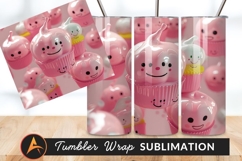 Cute Pink Cupcakes With Faces Tumbler Png Product Image 1